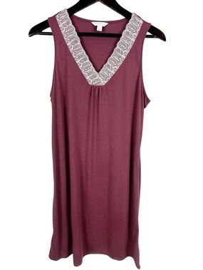 Charter Club Sleeveless Lace-Trim Nightgown Size Small in Mauve Berry